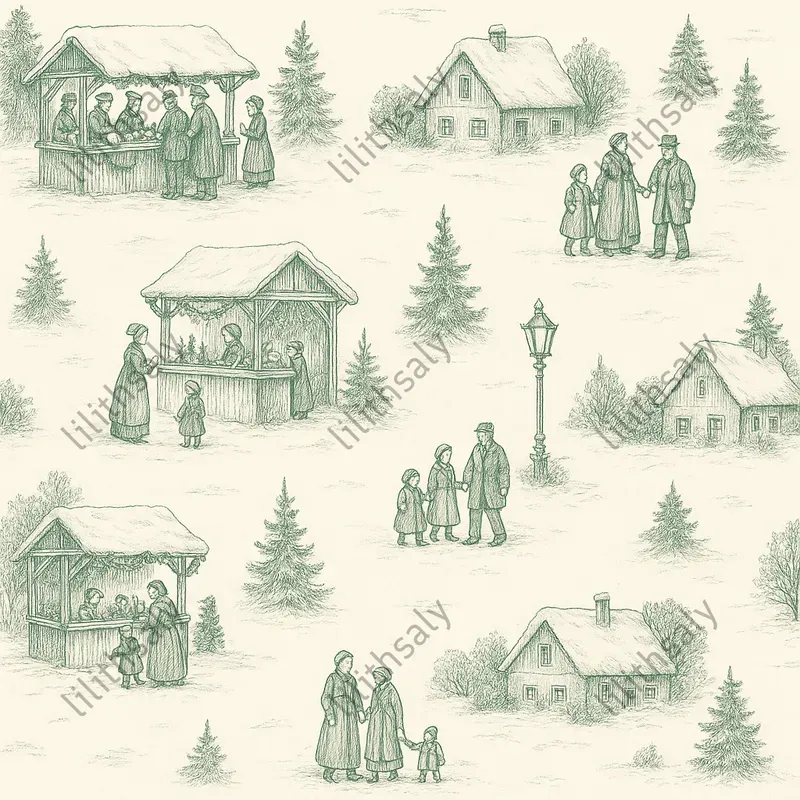 Holiday Toile De Jouy Winter Patterns