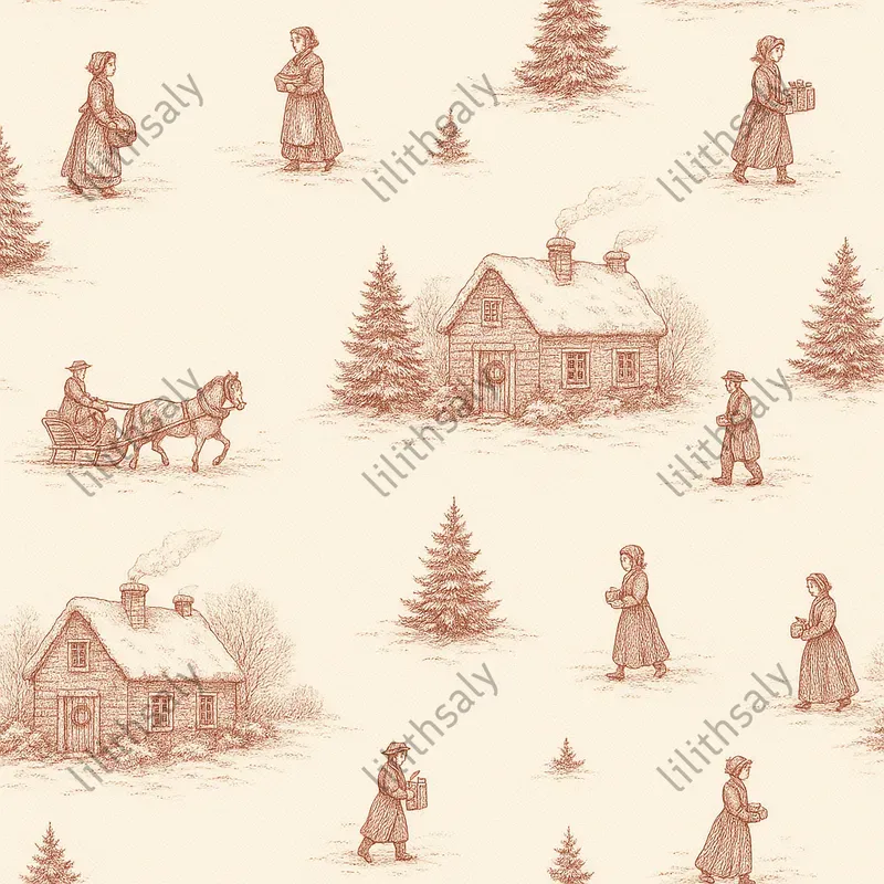 Holiday Toile De Jouy Winter Patterns