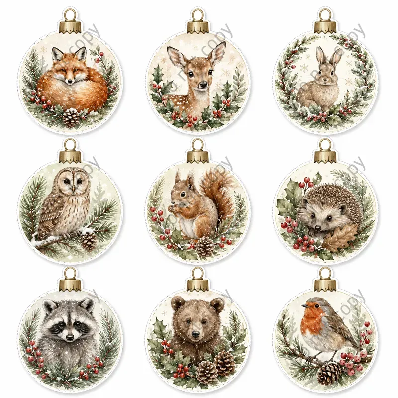 Watercolor Christmas Ornament Sets