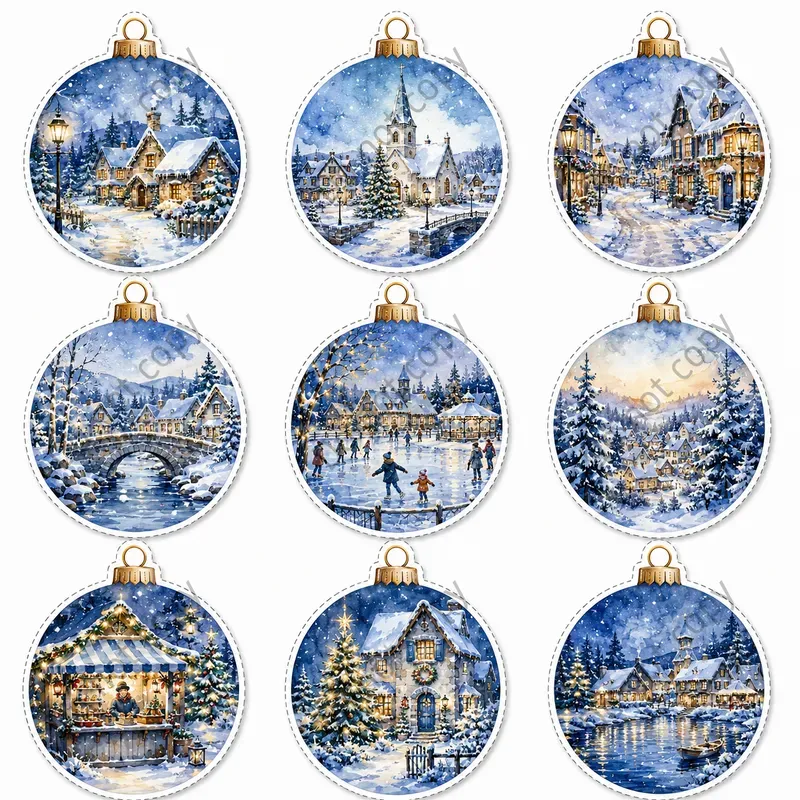 Watercolor Christmas Ornament Sets