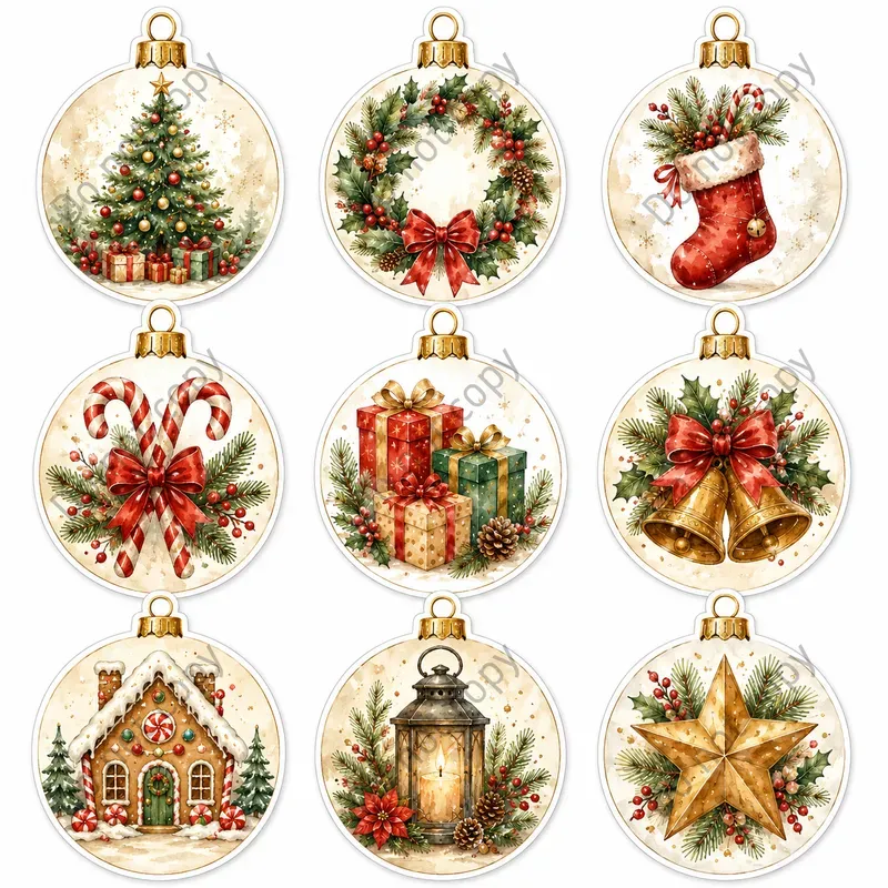 Watercolor Christmas Ornament Sets