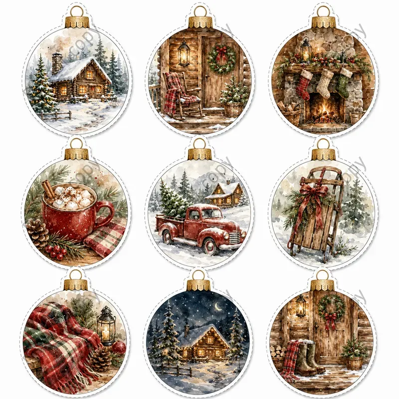 Watercolor Christmas Ornament Sets