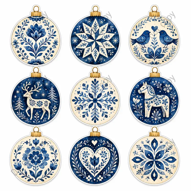 Watercolor Christmas Ornament Sets