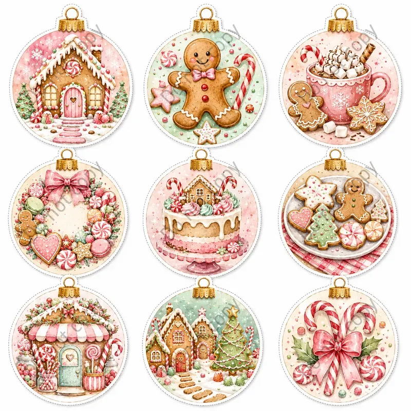 Watercolor Christmas Ornament Sets