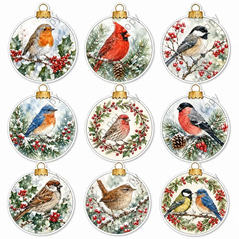 Watercolor Christmas Ornament Sets