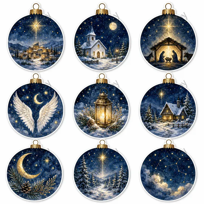 Watercolor Christmas Ornament Sets