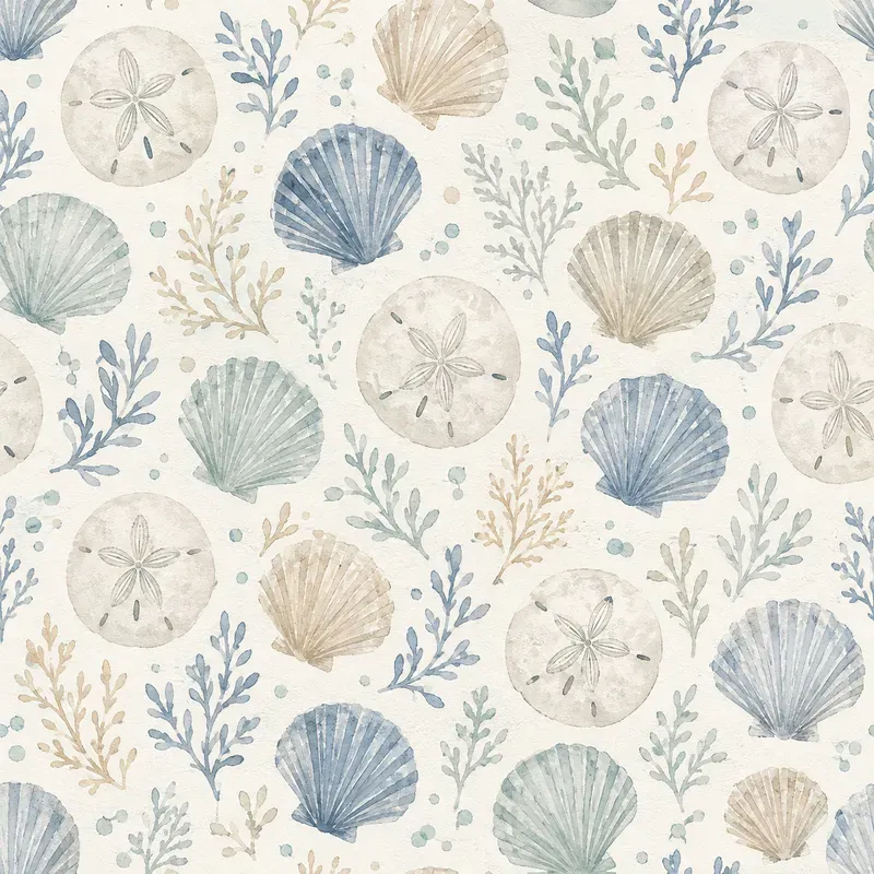 Coastal Seashell Seamless Patterns