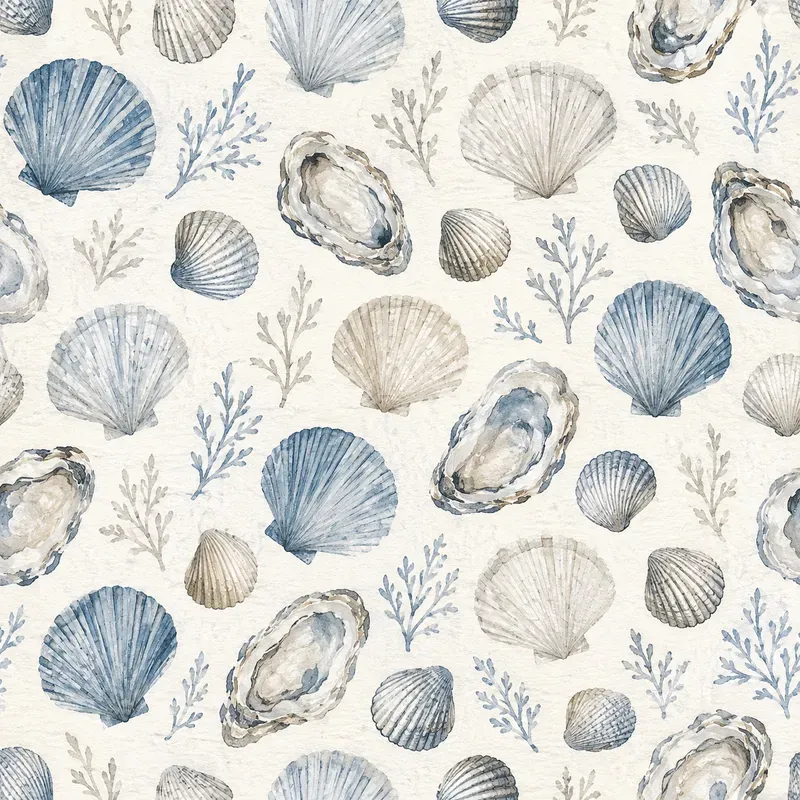 Coastal Seashell Seamless Patterns