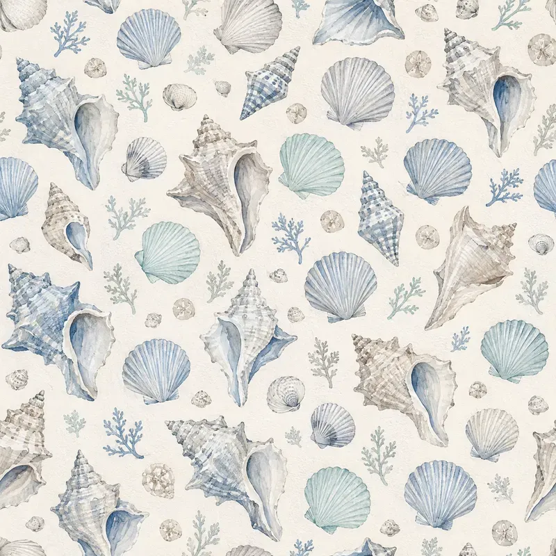 Coastal Seashell Seamless Patterns