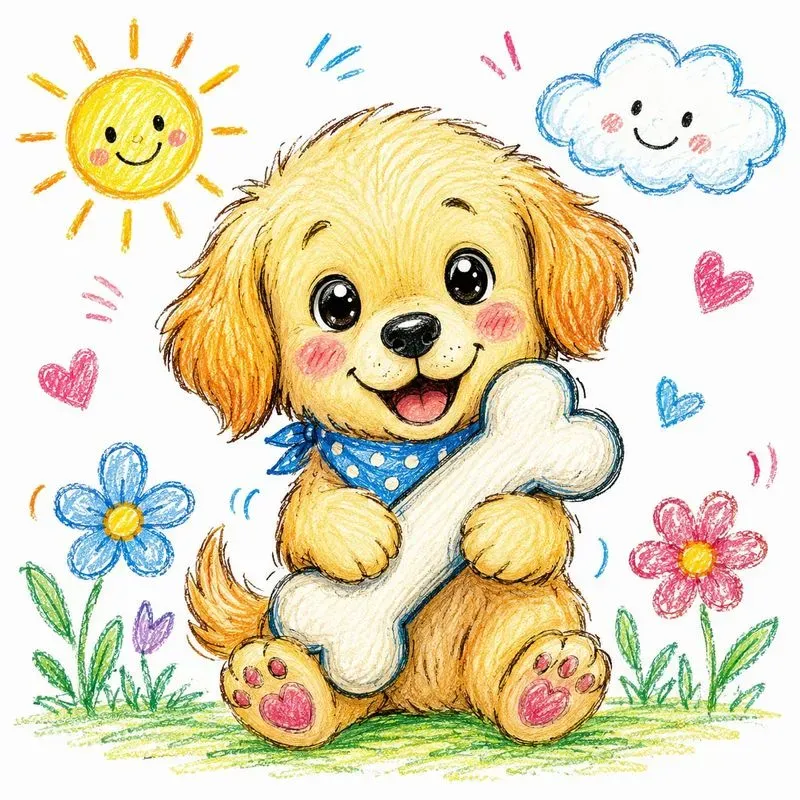 Cute Crayon Animal Sketches