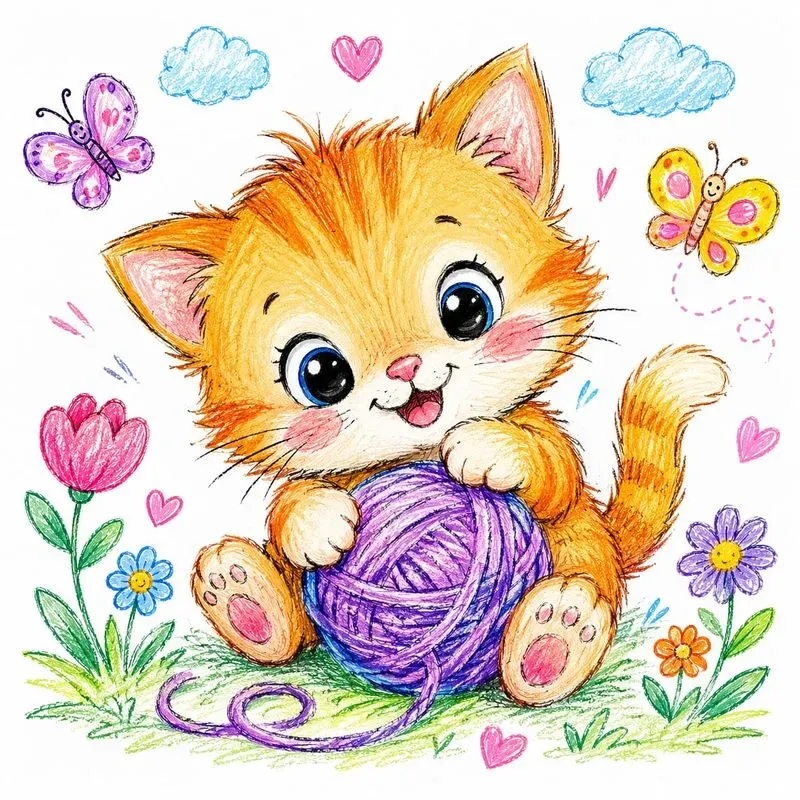 Cute Crayon Animal Sketches