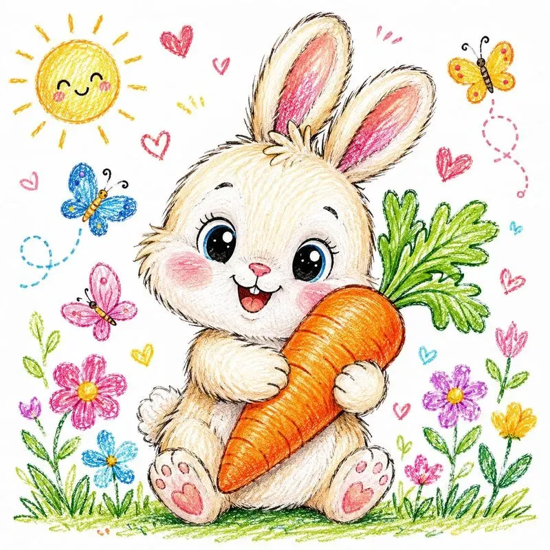 Cute Crayon Animal Sketches