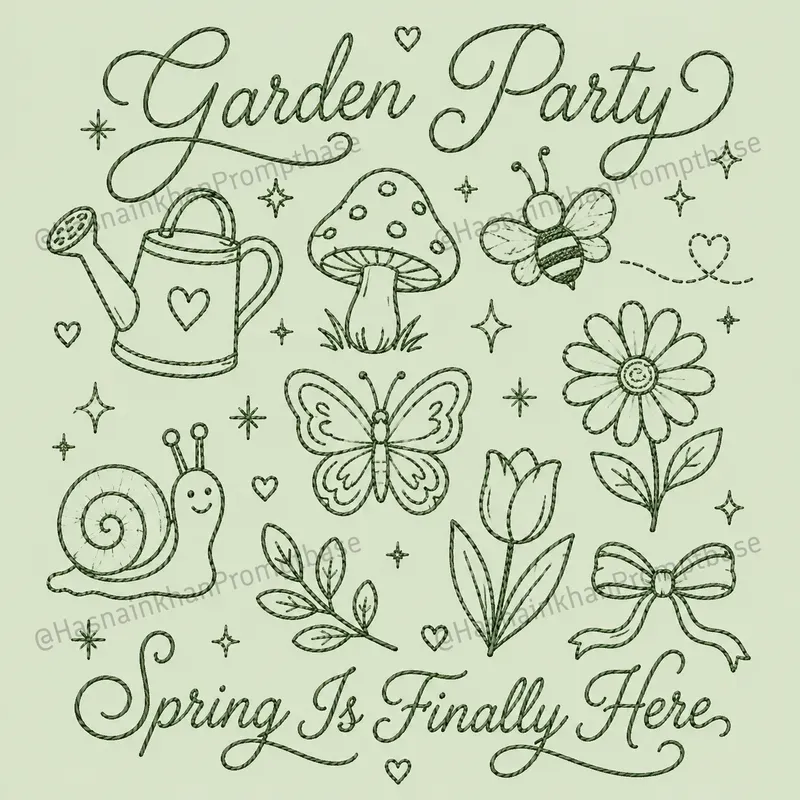 Cute Doodle Embroidery Style Designs