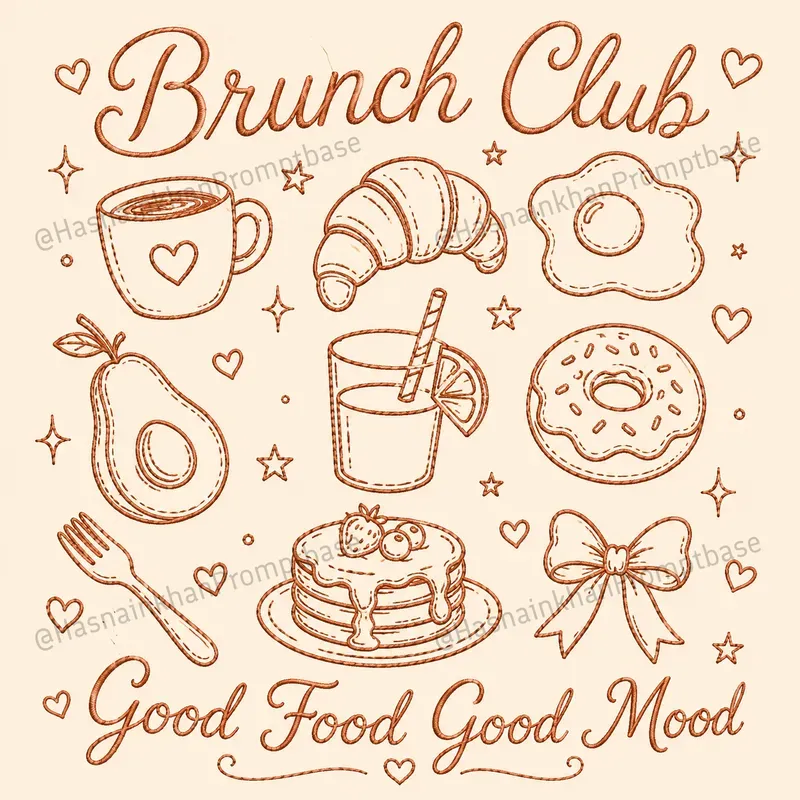 Cute Doodle Embroidery Style Designs