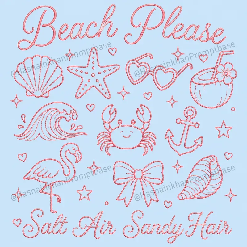 Cute Doodle Embroidery Style Designs