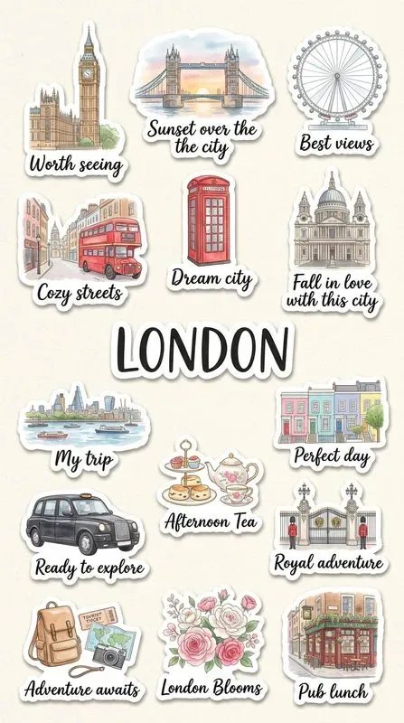 Cute Watercolor Travel Sticker Sheets