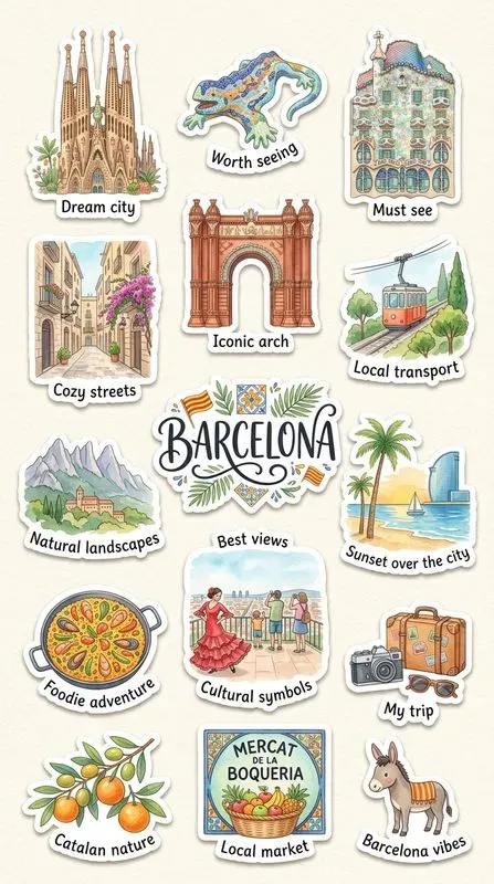 Cute Watercolor Travel Sticker Sheets