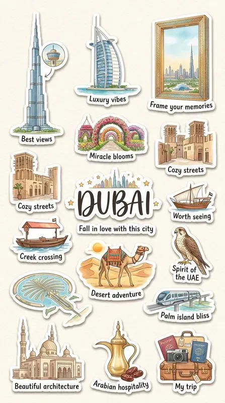 Cute Watercolor Travel Sticker Sheets