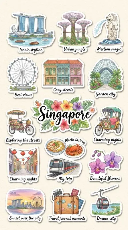 Cute Watercolor Travel Sticker Sheets