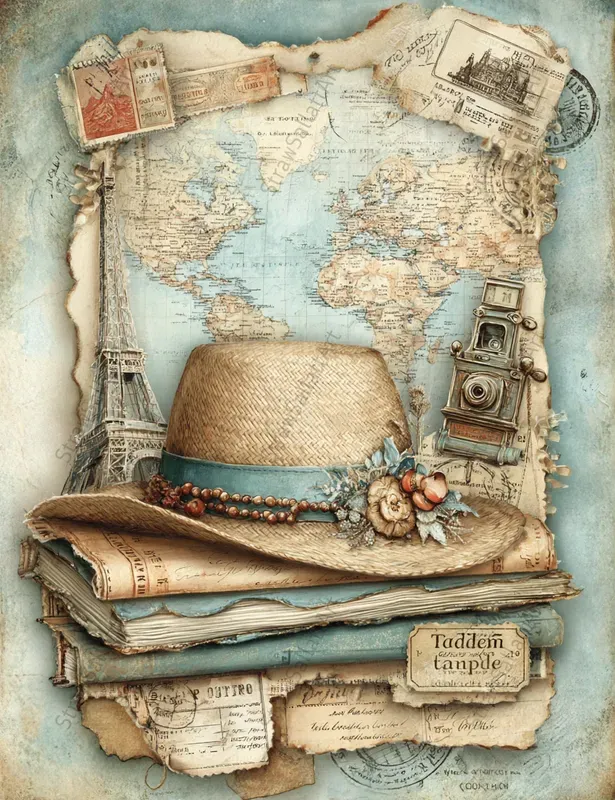 Vintage Travel Junk Journal Ephemera Sets