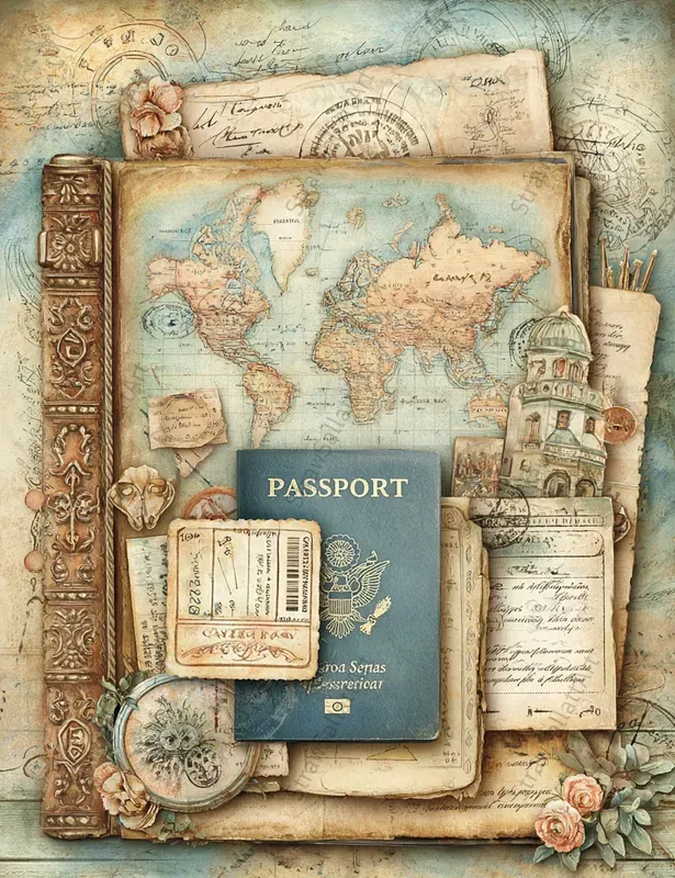 Vintage Travel Junk Journal Ephemera Sets