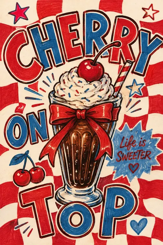Retro Preppy Marker Doodle Posters
