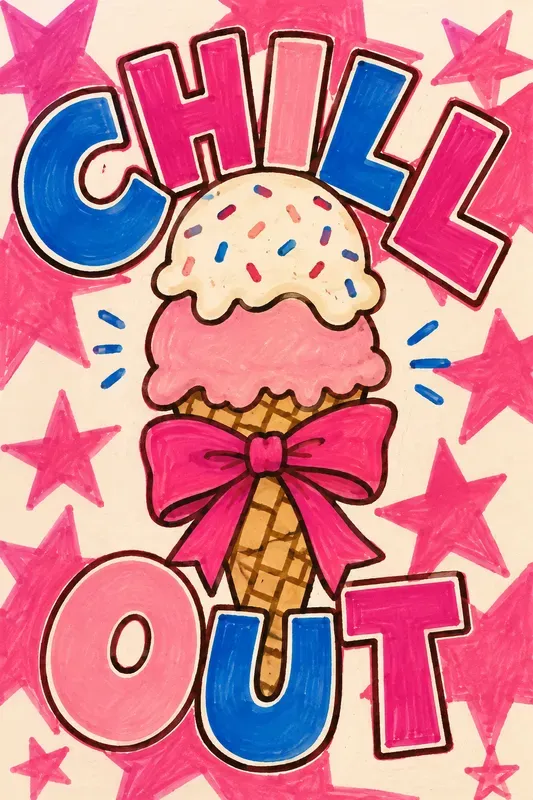 Retro Preppy Marker Doodle Posters