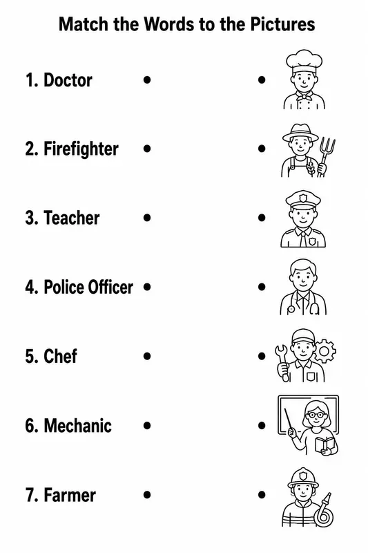 Word Matching Worksheet Generator