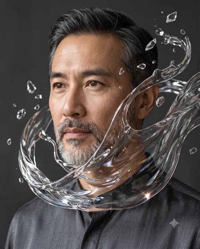 Liquid Glass Emotion Portrait Ads