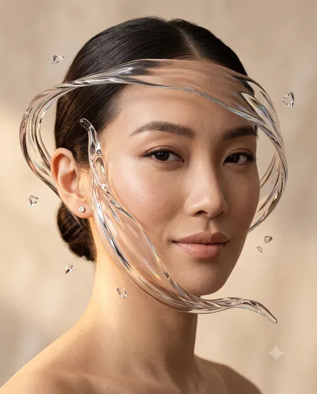 Liquid Glass Emotion Portrait Ads