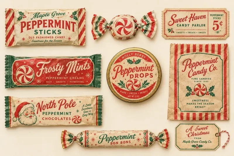 Vintage Christmas Candy Wrapper Ephemera
