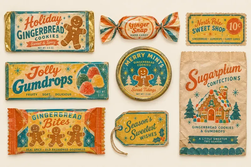 Vintage Christmas Candy Wrapper Ephemera