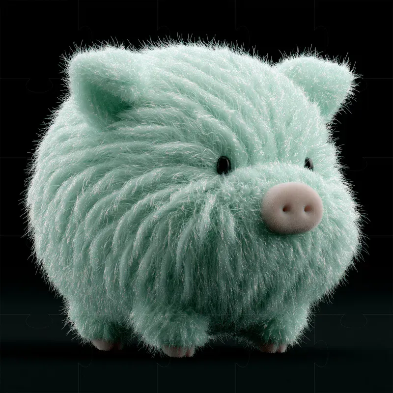 Pastel Mint Furry 3D Objects
