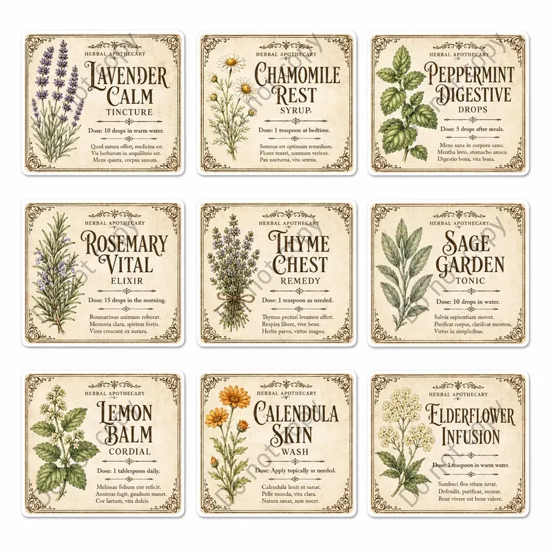 Vintage Apothecary Label Sets