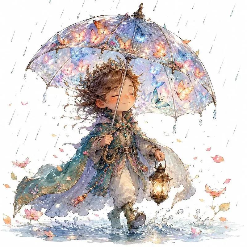 Whimsical Storybook Rain Characters