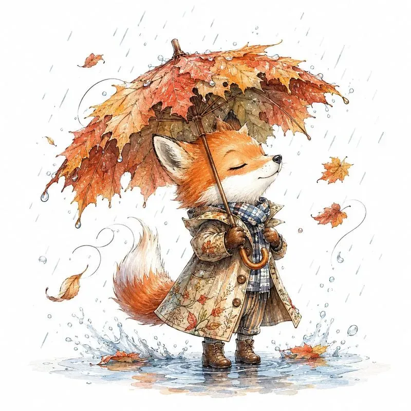 Whimsical Storybook Rain Characters