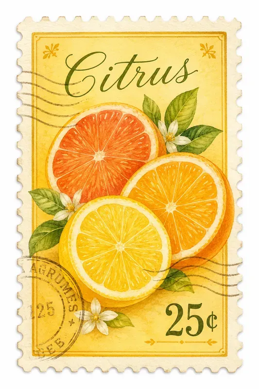 Vintage Watercolor Postage Stamps