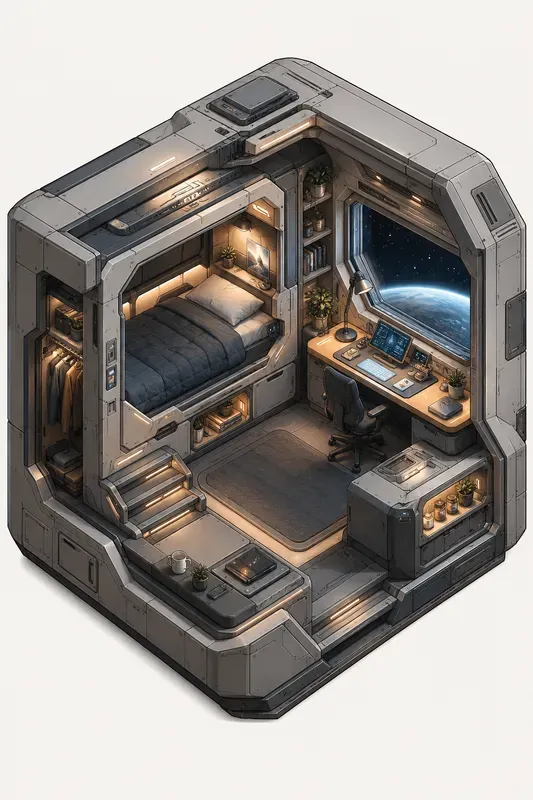 Isometric Scifi Cutaway Worlds