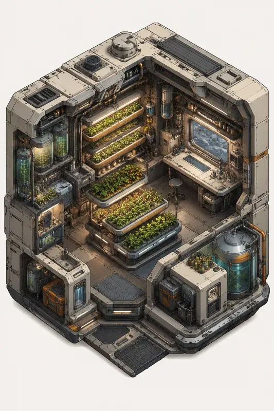 Isometric Scifi Cutaway Worlds