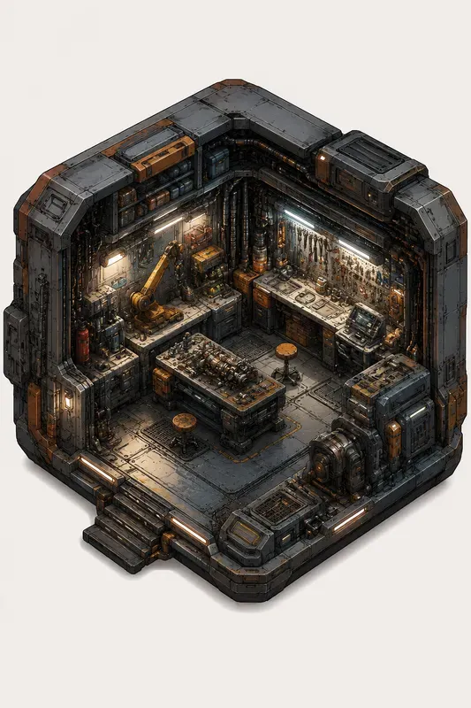 Isometric Scifi Cutaway Worlds