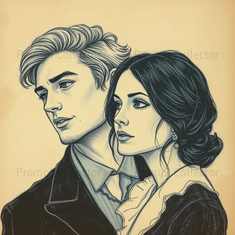 Vintage Style Pencil Sketch Drawings A