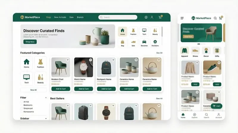 Modern Web UI Mockups 2 Screens Kits