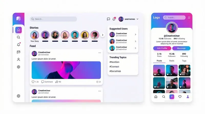 Modern Web UI Mockups 2 Screens Kits