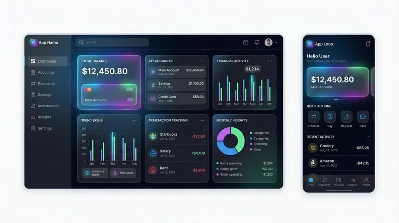 Modern Web UI Mockups 2 Screens Kits
