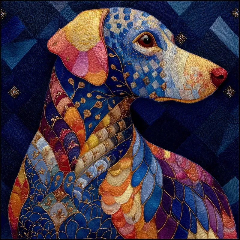 Embroidered Mosaic Folk Thread Art
