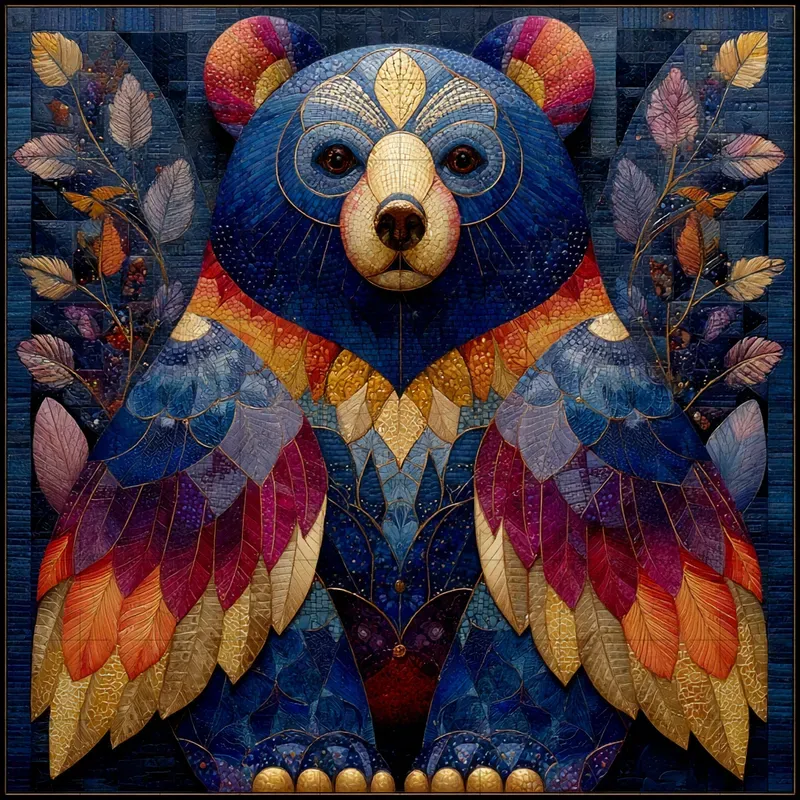 Embroidered Mosaic Folk Thread Art