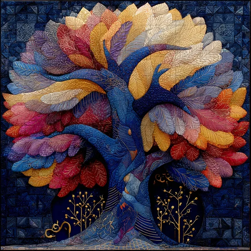 Embroidered Mosaic Folk Thread Art