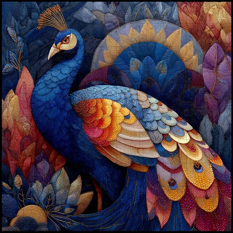 Embroidered Mosaic Folk Thread Art