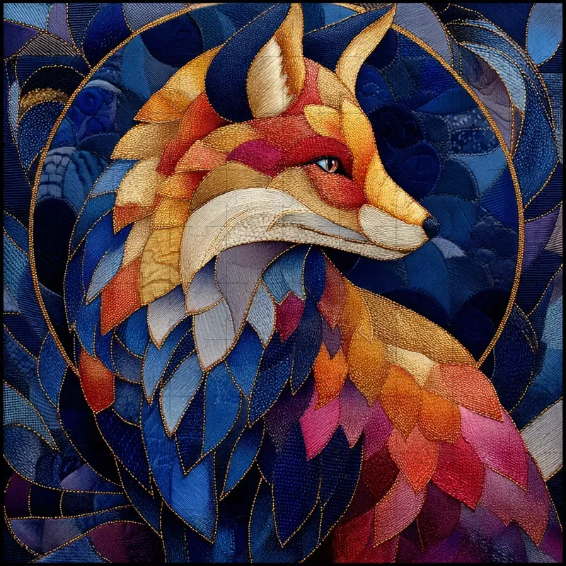 Embroidered Mosaic Folk Thread Art