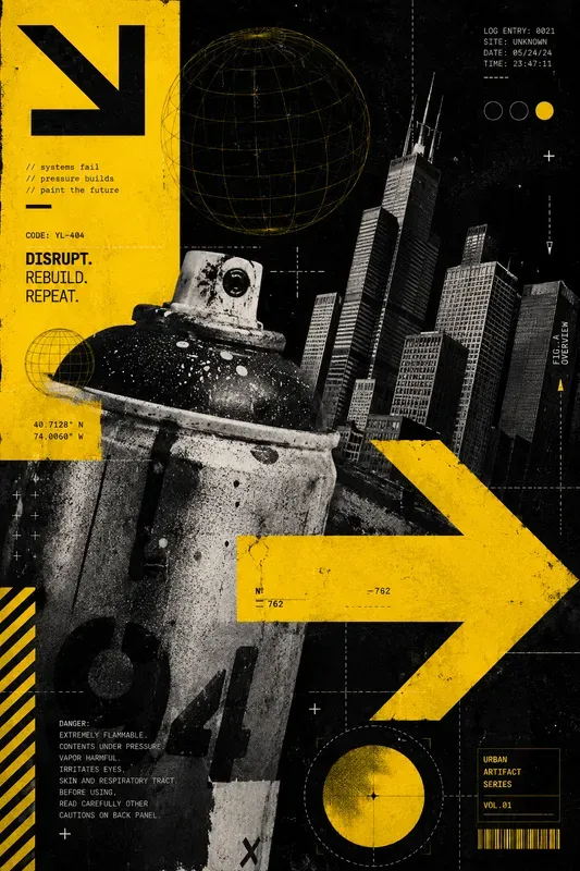 Brutalist Digital Collage Posters